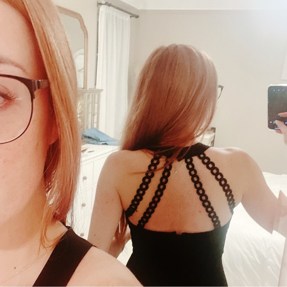 Vintage 90s Nicole Miller small 6 petite Black Scoop Neck Dress Halter cocktail - Picture 6 of 6